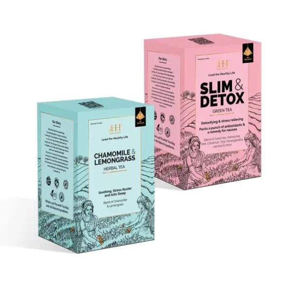 HEALTHY & HYGIENE Slim & Detox Green Tea and Soothing Calming Chamomile & Lemongrass Herbal Tea (40 Pyramid Bags), Herbkart8t771Tz4pIDhsS.webp, Herbkart8t771Tz4pIDhsS