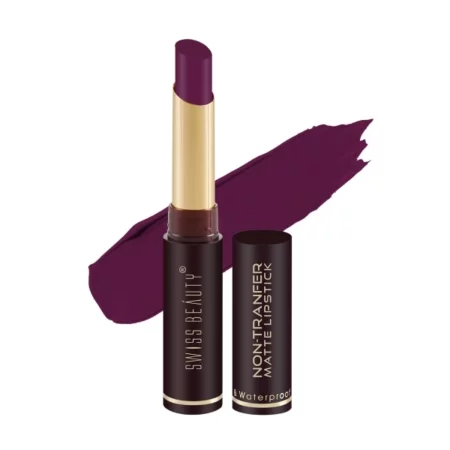 Swiss Beauty Non-Tranfer Matte Lipstick, Smooth & Waterproof, Plum House, 2g