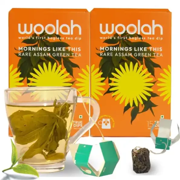 Woolah Rare Assam Green Tea, Organic BAGLESS Tea Dip (2 Packs = 30 Dips /60 Cups), Herbkart8t781Xs1sDMIXL.webp, Herbkart8t781Xs1sDMIXL