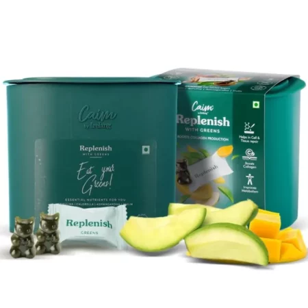Caim by arelang | Collagen Gummies for women/men | Replenish with Greens Vegan Gummies | Healthier Skin & Hair | Stronger Bones & Muscles | Plant Based & Sugar Free Natural Collagen Booster supplement | Made with 100% Apple Juice | 1 x 60 pcs (180g)