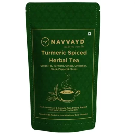 Navvayd Turmeric Spiced Herbal Tea, Superfood Blend With Turmeric, Cinnamon, Ginger, Black Pepper & Lemongrass for Immunity Boosting, Tisane - Enjoy Hot or Cold (50 Gm)