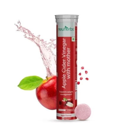 Neuherbs Plant Based Apple Cider Vinegar With Mother - 20 Effervescent Tablets (Apple Flavour) | Vegetarian Formula| No Added Sugar | Easy To Carry & Consume | 100% Vegan | Gluten Free | Supports Weight Management & Digestion.