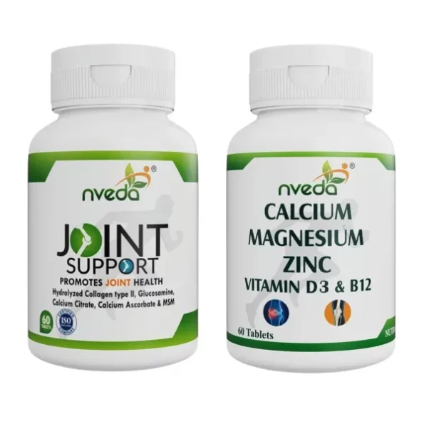 Nveda Joint Support & Calcium Combo, Contains Collagen Type 2, Glucosamine, Magnesium, Zinc, Vitamin D & B12 (60 Tablets Each Bottle), Herbkart8t751Kb9-JfYAL.webp, Herbkart8t751Kb9 JfYAL