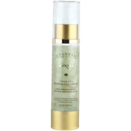 Mantra Anantam Under Eye Revitalizer Serum Swiss Apple Stem Cell Saffron & Nano Silver - 50 ml | Fights Fine Lines - De-Puffs Eyebags - Fades Dark Circles - Suitable for Night Time