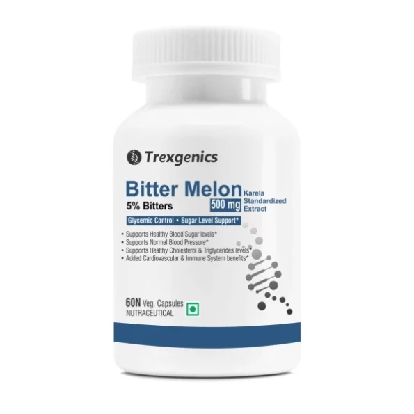 Trexgenics Bitter Melon (Karela) (5% Bitters) 500Mg Premium & Standardized Glycemic Control, Sugar Level Support (60 Vcaps), Herbkart8t761l5CHJg-sL.webp, Herbkart8t761l5CHJg sL