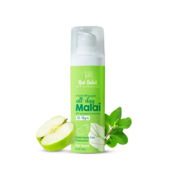 Nat Habit All Day Face Cream, Fresh Whipped Green Apple Face Malai Tulsi PhytoActive 30g, Herbkart8t761wyVbECSnL.webp, Herbkart8t761wyVbECSnL