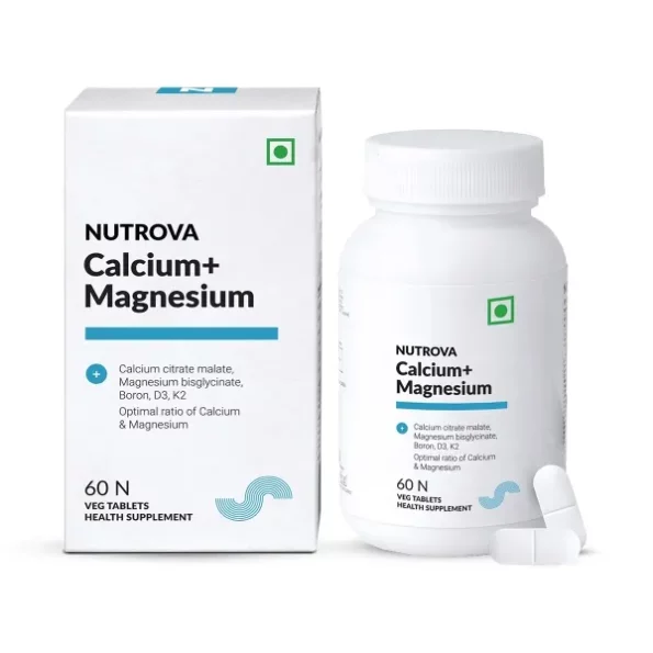 Nutrova Calcium+Magnesium Bioavailable Calcium Magnesium With Vitamins D3, K2, Boron - 60 Vegan Tablets, Herbkart8t7613X612DdeL.webp, Herbkart8t7613X612DdeL