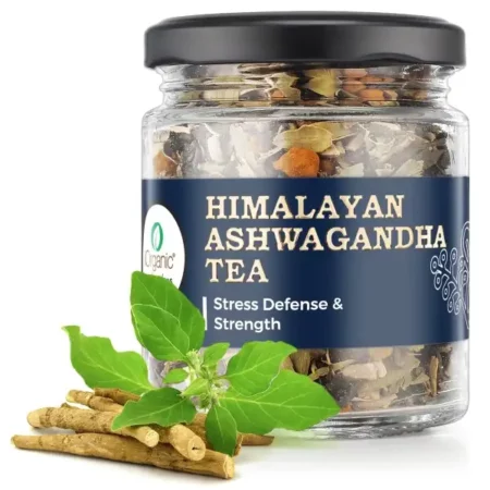 IORGANIC Himalayan Ashwagandha Tea (75 Gm) | Organic Herbal Immunity Booster | Low Caffeine, No Artificial Flavor | Added With Turmeric & Cardamom Granules For Strength & Stamina