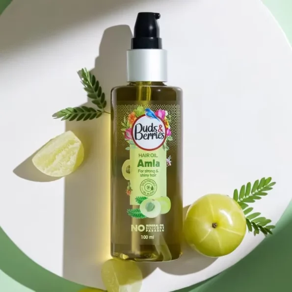 Buds & Berries Amla Hair Oil for Strong and Shiny Hair | Cold Pressed Oil Blend | Strengthen & Promote Shine | 100ml | Non-Sticky | No Mineral Oil, Silicone, or Paraben, Herbkart8t761i200qa9iFL.webp, Herbkart8t761i200qa9iFL