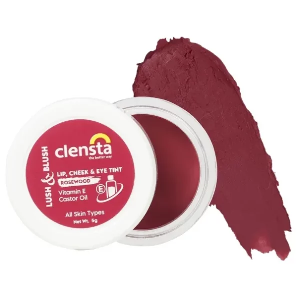 Clensta Lip Cheek Tint - Rosewood, with Goodness of Vitamin E & Castor, 5 G, Herbkart8t7610xZw3BSUL.webp,