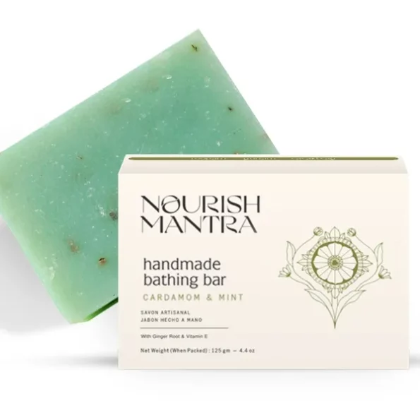 Nourish Mantra Handmade Bathing Soap (Cardamom & Mint) -125 gm, Herbkart8t761bEfkhKd0L.webp, Herbkart8t761bEfkhKd0L