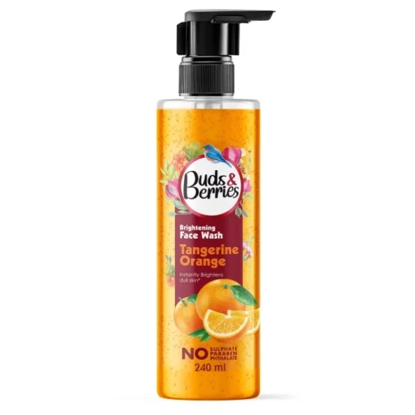 Buds & Berries Tangerine Orange Brightening Face Wash - Natural Vitamin C for Glowing Skin 240 ml available on Herbkart