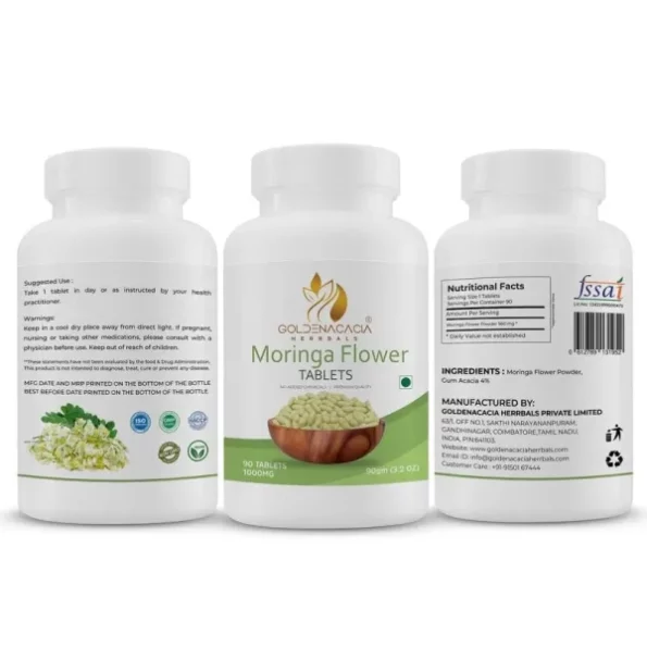 Goldenacacia Herrbals Moringa Flower 1000mg 60 Tablets available on Herbkart