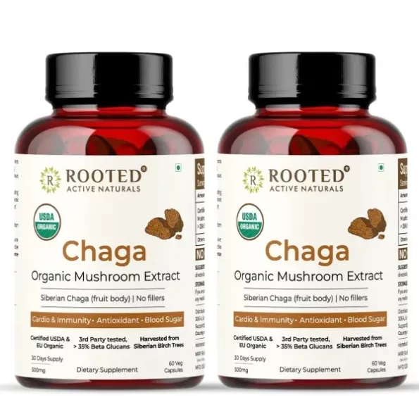 Rooted Actives Siberian Chaga Mushroom Capsules (60 Caps, 500 Mg), Herbkart8t761LTEREU01L.webp, Herbkart8t761LTEREU01L