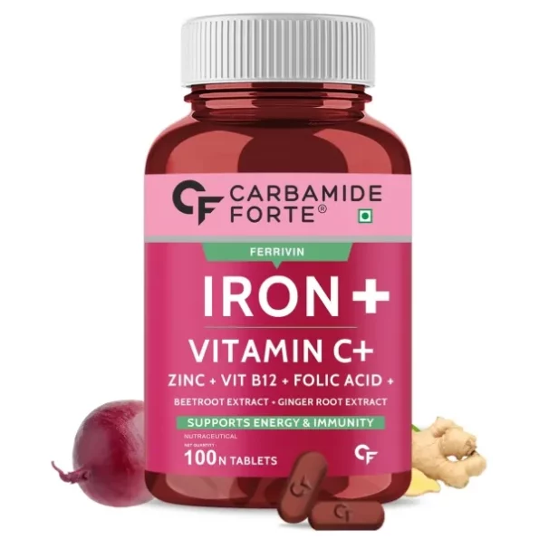 Carbamide Forte Iron + Vitamin C + Folic Acid Supplement, Fast Acting - 00 Tablets available on Herbkart