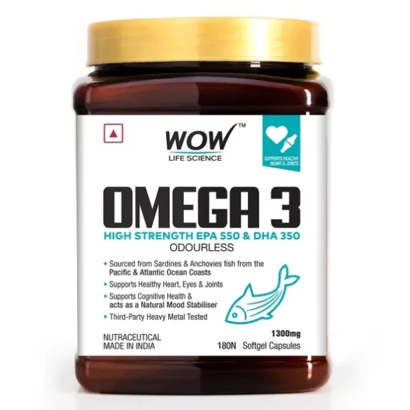 Wow Life Science Omega-3 Fish Oil 1300 Mg Triple Strength - 550Mg Epa & 350Mg, 180 Capsules, Herbkart8t761opN3Vq9zL.webp, Herbkart8t761opN3Vq9zL