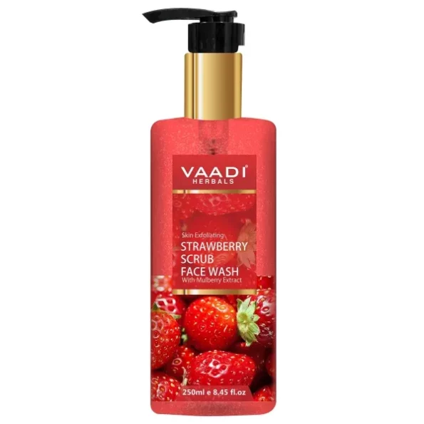 Vaadi Herbals Pvt Ltd Strawberry Scrub Face Wash With Mulberry Extract, 250 Ml available on Herbkart