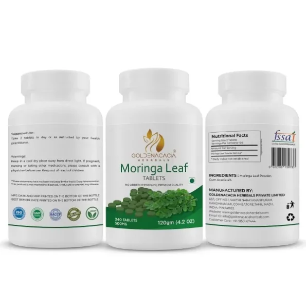 Goldenacacia Herrbals Moringa Leaf 500 mg 120 Tablets available on Herbkart