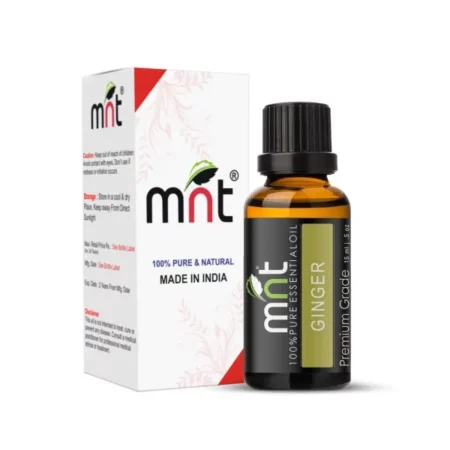 MNT Ginger Essential Oil - 100% Pure & Natural Therapeutic Grade Oil for Cold-Cough, Hair Growth, Glowing Skin, Body Massage and Aromatherapy (15ML)