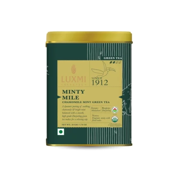 Luxmi Estates Minty Mile Chamomile Mint Green Tea 50gm Tin, Herbkart8t771VpdXJZXkL.webp, Herbkart8t771VpdXJZXkL