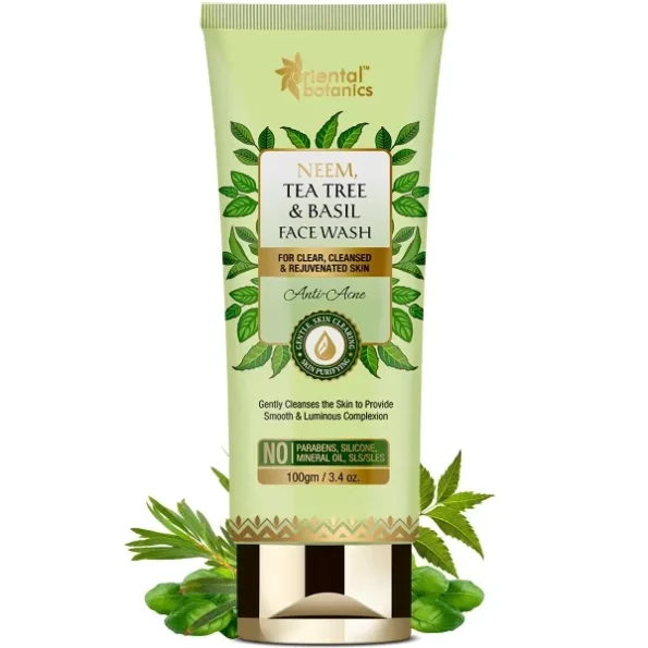 Oriental Botanics Neem, Tea Tree and Basil Anti Acne Face Wash, 100 ml, Herbkart8t761lbfS540LS.webp, Herbkart8t761lbfS540LS