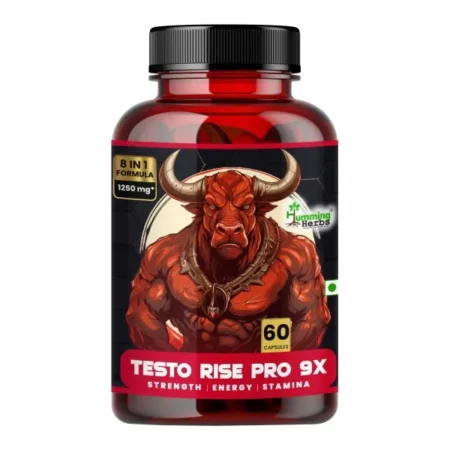 Humming Herbs TESTO RISE PRO 9X | 8-in-1 Strength & Stamina Supplement with Shilajit, Ashwagandha & Tribulus - Natural Energy & Vitality Capsules for Men