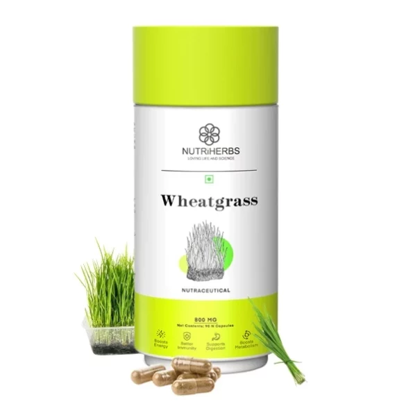 Nutriherbs Wheatgrass Capsules, 800mg, 90 Capsules available on Herbkart