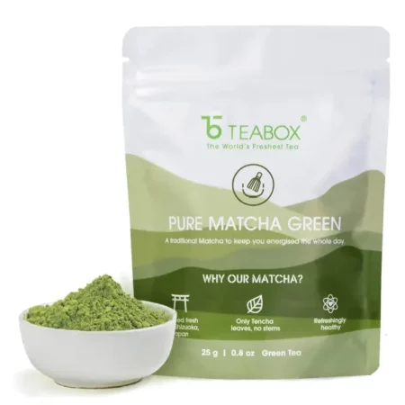 Teabox Matcha Green Tea Powder 25 Grams | 100% Pure & Fresh Authentic Premium Matcha From Youngest Tencha Leaves | Sourced From Shizuoka, Japan