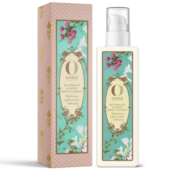 Ohria Ayurveda Raatrani & Mint Body Lotion | Hydrating, Light Texture & Softening | With Aloe Vera, Kokum Butter & Almond Oil | Suitable for All Skin Types - 200ml, Herbkart8t771HXOUF9lUL.webp, Herbkart8t771HXOUF9lUL