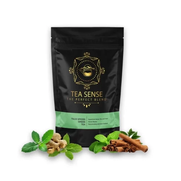 TEA SENSE Tulsi Spiced Green Tea, Loose Leaf , 100 g, Herbkart8t761U5y-x3LVL.webp, Herbkart8t761U5y