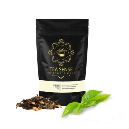 TEA SENSE Jasmine White Tea | 50g | Loose Leaf | Sweet Light Delightful Jasmine Flavor | 25 Cups+