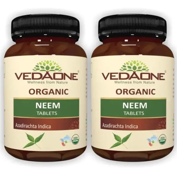 Vedaone Organic Neem 750mg - 60 Tablets For Skin And Overall Wellness - available on Herbkart