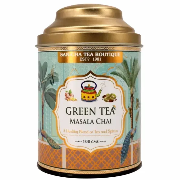 SAN-CHA Tea Boutique Green Tea Masala Chai, Cardamom, Pepper, Ginger, Cinnamon, Rose Blend, Spiced Tea, Chai Patti, Chai Masala, 560 Gram, Herbkart8t781fTDT-5eWL.webp, Herbkart8t781fTDT 5eWL