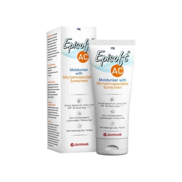 Episoft Glenmark Ac Moisturizer With Sunscreen, Spf 30+ For Sensitive Skin 125 Gms available on Herbkart