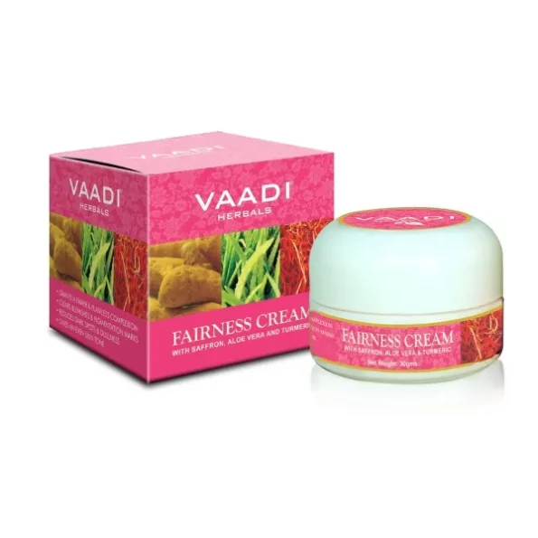 Vaadi Herbals Fairness Cream, Saffron, Aloe Vera and Turmeric Extracts, 30g available on Herbkart