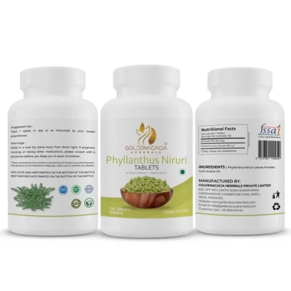 Goldenacacia Herrbals Phyllanthus 1000mg Tablets (90) available on Herbkart