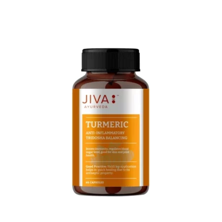 Jiva Turmeric Capsules | 100% Ayurvedic formulation Made Of Haldi & Amla | Boosts Immunity & Promotes Healthy Skin | Regulates Blood Sugar Levels & Controls Diabetes- 60 Capsules (Pack Of 1)