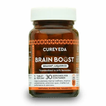 Cureveda Herbal Brain Boost Tablet for Brain & Memory Wellness, 30 Tablets