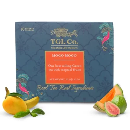 TGL Co. Mogo Mogo Green Tea | Hot & Ice Tea | Fruit Tea | Richness of Flavours | | Refreshing | Immunity Booaster | Juicy Goodness of Mangoes | Flavoured green tea |16 Tea Bags