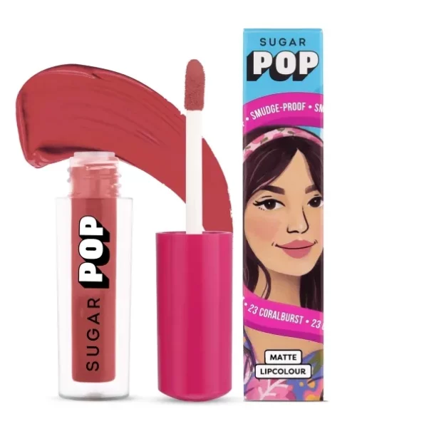 SUGAR POP Matte Lipcolour 23 Coralburst - 1.6 ml, Herbkart8t7713AfHl20PKL.webp, Herbkart8t7713AfHl20PKL