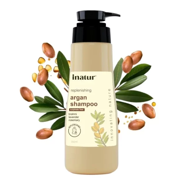 Inatur Argan Shampoo - With Argan oil, Brahmi, Lavender, and Rosemary, 350ml available on Herbkart