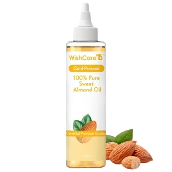 WishCare® Pure Cold Pressed Sweet Almond Oil for Hair Growth and Glowing Skin & Face - 200ml available on Herbkart