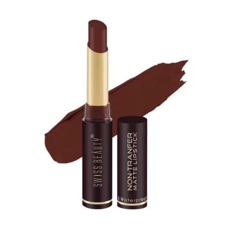 Swiss Beauty Non-Tranfer Matte Lipstick, Smooth & Waterproof, Athena, 2g