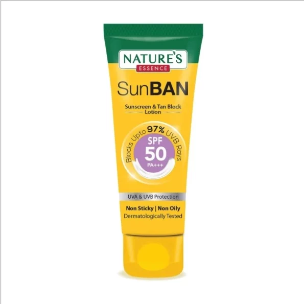 NATURES ESSENCE Sunban Spf 50 Pa+++ Sunscreen & Tan Block Lotion, 60ml available on Herbkart