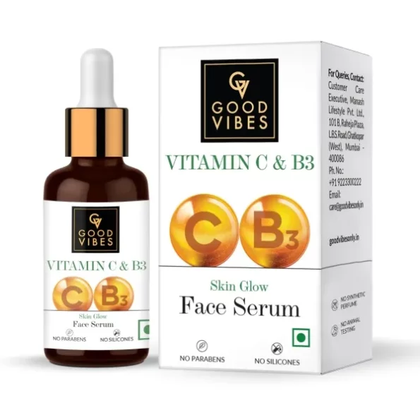 Good Vibes Vitamin C & Vitamin B3 Skin Glow Serum, 30 ml With Anti Aging Properties Helps Reduce Fine Lines and Wrinkles, Naturally Glowing Face Serum For All Skin Types, No Parabens & Sulphates, Herbkart8t771OgMIi-FFL.webp, Herbkart8t771OgMIi FFL