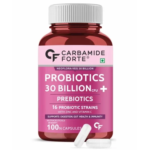 Carbamide Forte Probiotics Supplement 30 Billion - 100 Veg Capsules available on Herbkart