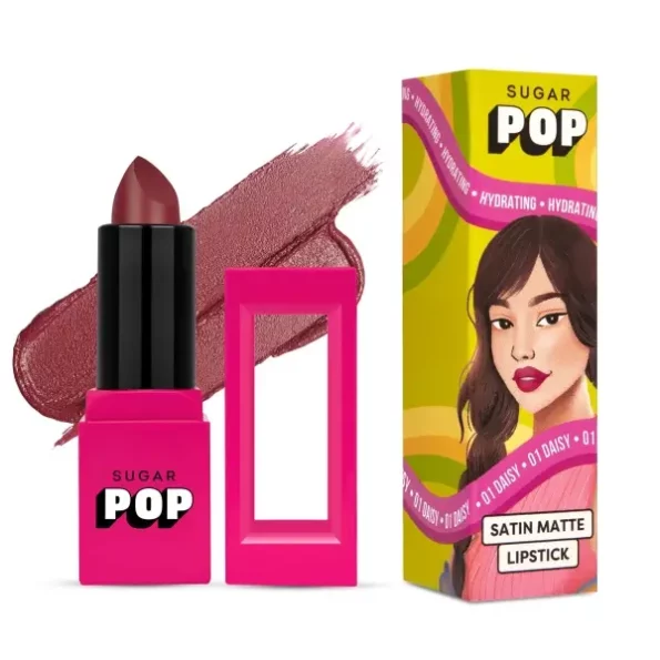 SUGAR POP Satin Matte Lipstick 01 Daisy - 3 gms available on Herbkart