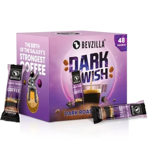 Bevzilla 48 Black Roast Coffee Sachets - 96 Grams(Dark Wish Coffee) Black Roast Rich & Dark Instant Coffee Powder Strongest Coffee Expresso, Cappuccino, Latte Dark Wish, Herbkart8t7719i3dmTlrL.webp, Herbkart8t7719i3dmTlrL