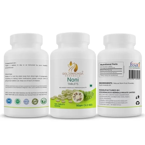 Goldenacacia Herrbals Noni fruit 500mg 240 Tablets available on Herbkart