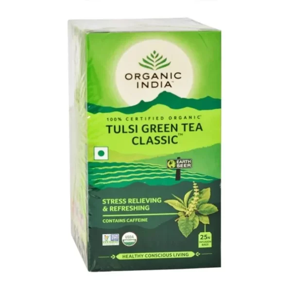 ORGANIC INDIA Tulsi Green - 25 Tea Bags. - Green, 1.74 Gm, Herbkart8t761SaKb7RKNL.webp, Herbkart8t761SaKb7RKNL